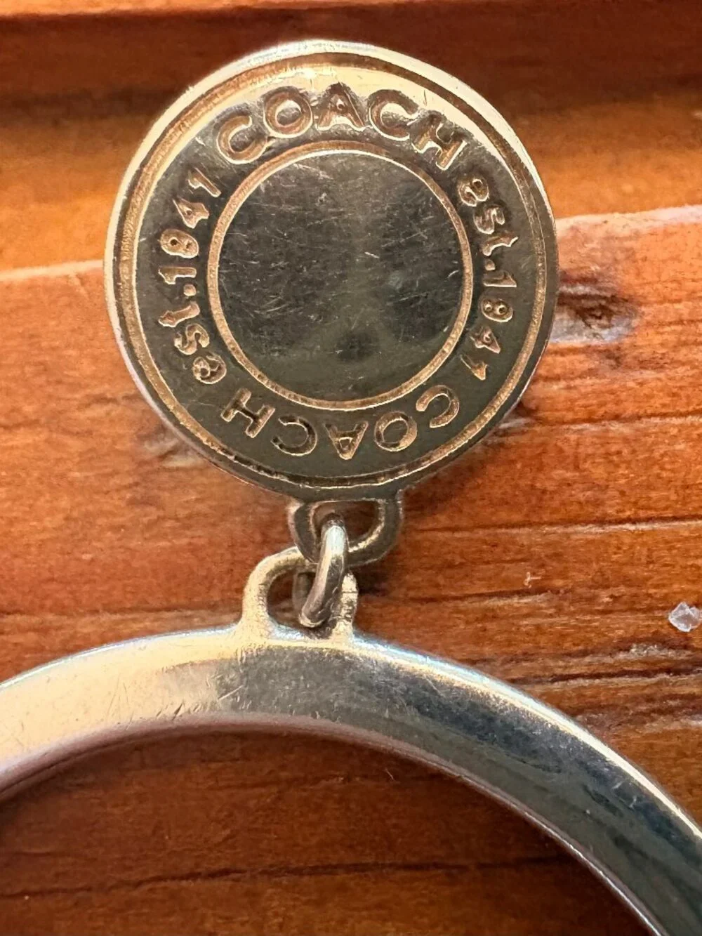 VINTAGE AUTHENTIC COACH SILVER GROMMET HOOP EARRINGS - EXCELLENT CONDITION RARE! - Picture 7 of 7